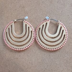 Chic Gold and Pink Statement Earrings